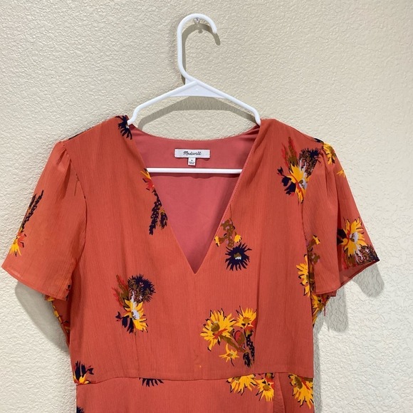 MADEWELL Posy Cactus Flower Dress In Spiced Rose Size 4 - Picture 4 of 9